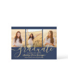Downloadable 4 Photo Graduation Navy Blue & Gold