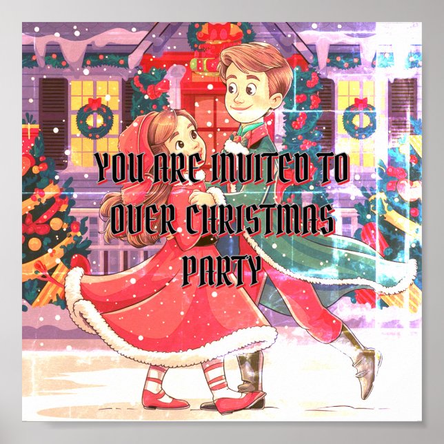 Downloadable Children's Christmas Party Invitation Poster (Front)