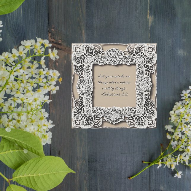 Downloadable Customisable Elegant Lace Bible Verse Holiday Card (Creator Uploaded)