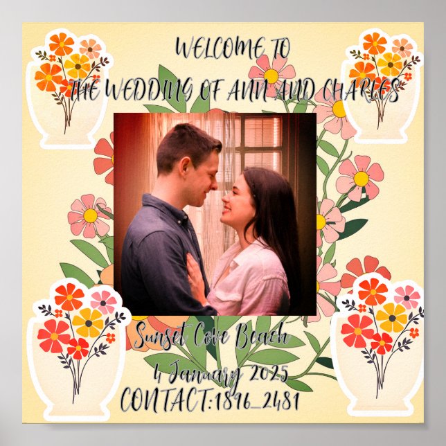 Downloadable Elegant Welcome Wedding Poster (Front)