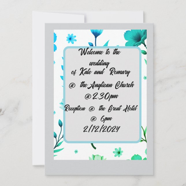 Downloadable Floral Wedding Invitation (Front)