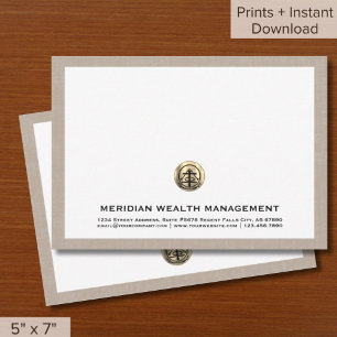 Downloadable Gold Logo Business Note Cards 5x7