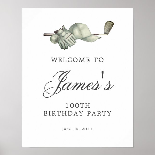 DOWNLOADABLE Golf 100th Birthday Welcome Sign (Front)