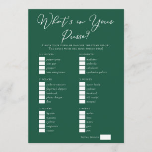 Downloadable Green Purse Bridal Shower Game Card