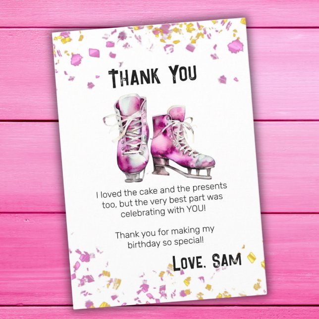 Downloadable Ice Skating Birthday Thank You Card (Creator Uploaded)