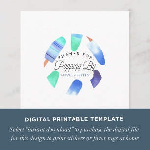 DOWNLOADABLE Kids Birthday Favour Card/Tag Templat Invitation