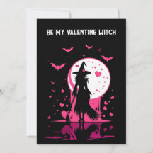 Downloadable, pink magical witch Valentine’s Day 