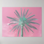 Downloadable Pink Palm Tree Pop Art Photo Poster<br><div class="desc">Cool pop-art style palm tree poster. A single tall palm tree against a pink summer sky. The palm has been converted to a blue grey colour. Lovely colourful photo print bringing a summer beach vibe to any space.</div>