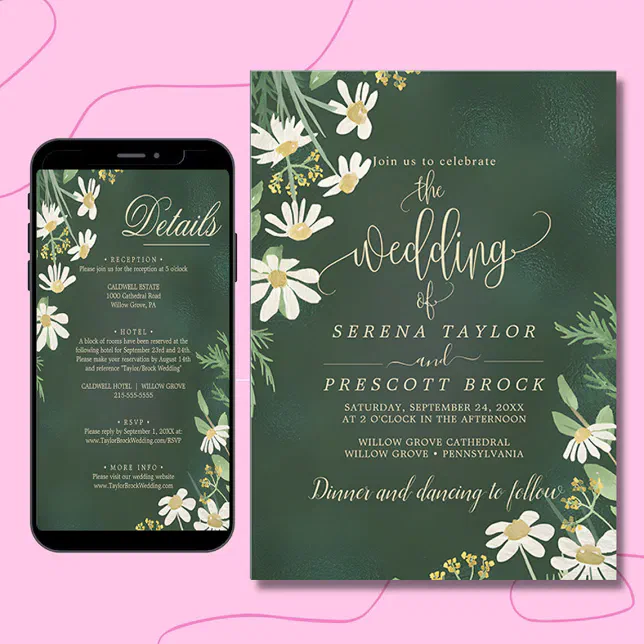 Downloadable Sage Green Floral Wedding Invitation | Zazzle