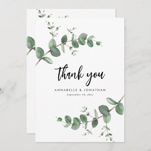 downloadable wedding eucalyptus thank you invitation (Front/Back)