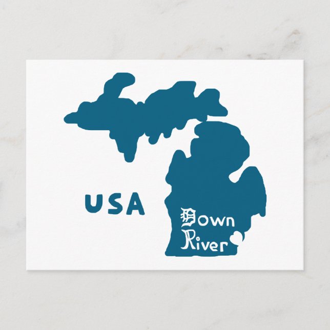 Downriver Michigan Blue Postcard (Front)