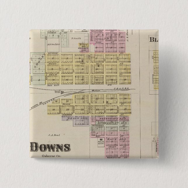 Downs, Bloomington, Covert, Appleton, Kansas 15 Cm Square Badge (Front)