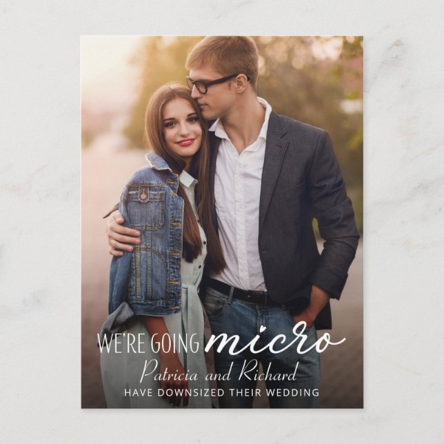 Downsize Wedding Announcement Cute Photo Postcard (Front)