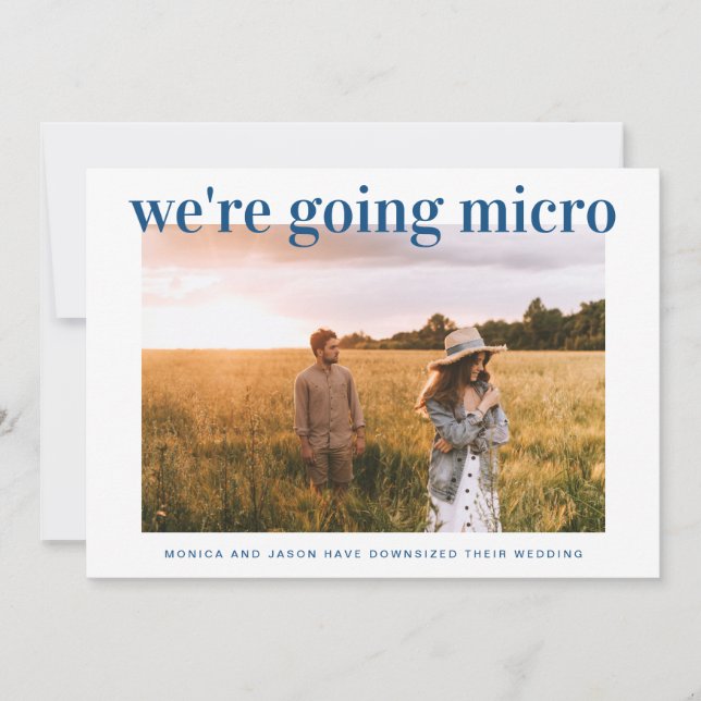 Downsized Micro Wedding Photo Classic Blue Announcement (Front)