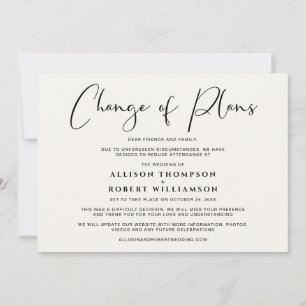 Downsized Wedding Change of Plans Elegant Cream Announcement