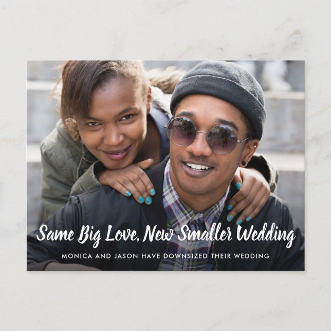 Downsized Wedding Change of Plans Photo Announcement Postcard (Front)