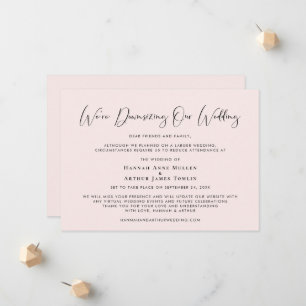 Downsizing Our Wedding Elegant Calligraphy Pink Announcement