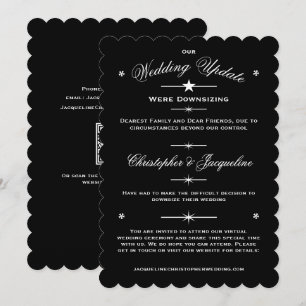 Downsizing Wedding Update Elegant Black with White Announcement