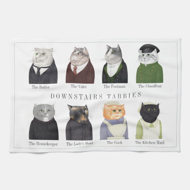 DOWNSTAIRS TABBIES Kitchen Dish Towel (Horizontal)