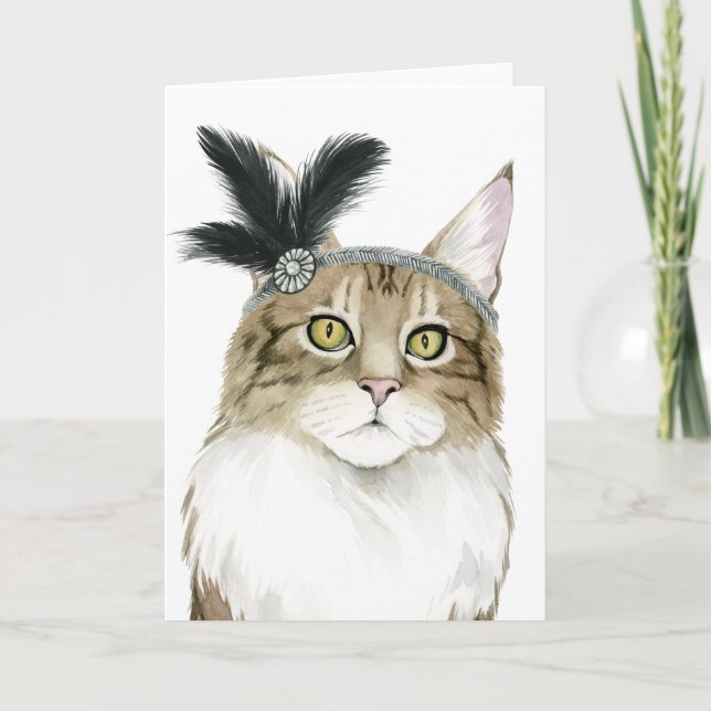 Downton Cat | Adorned With Feathers Card (Front)