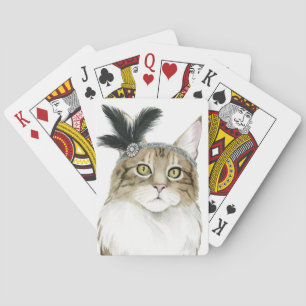 Downton Cat   Adorned With Feathers Playing Cards