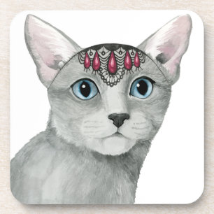 Downton Cat Bejeweled Coaster