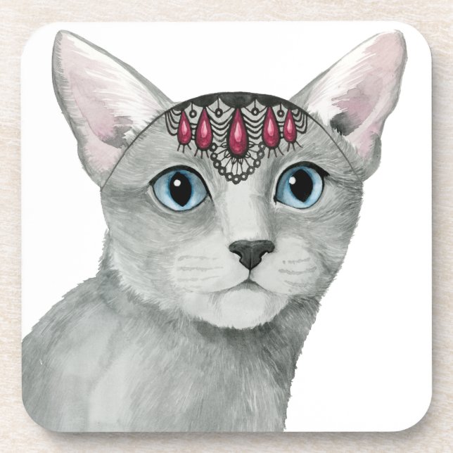 Downton Cat | Bejeweled Coaster (Front)