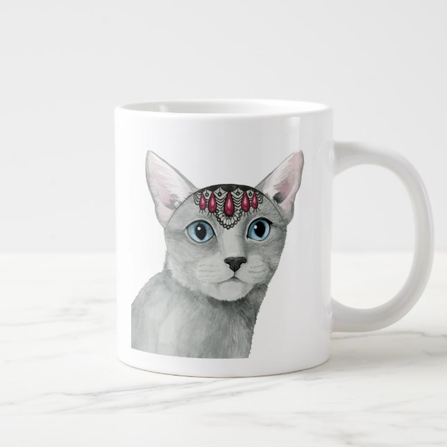 Downton Cat | Bejeweled Large Coffee Mug (Right)