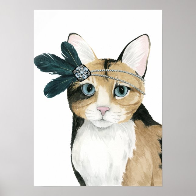 Downton Cat | Bejeweled With Feathers Poster (Front)