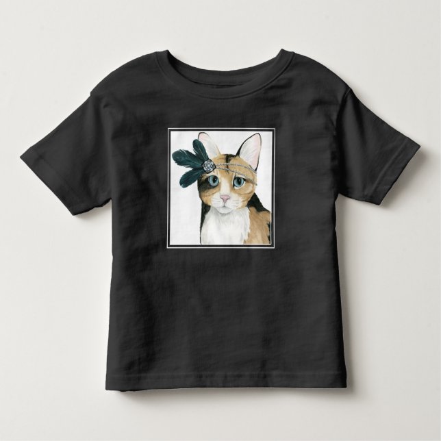 Downton Cat | Bejeweled With Feathers Toddler T-Shirt (Front)