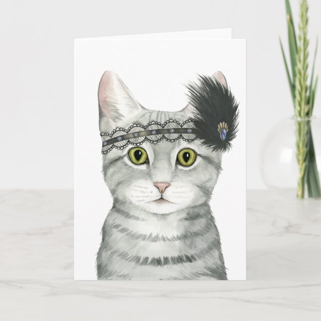 Downton Cat | Bejeweled With Lace Card (Front)