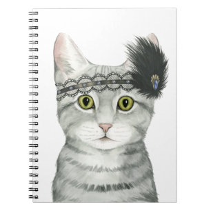 Downton Cat   Bejeweled With Lace Notebook