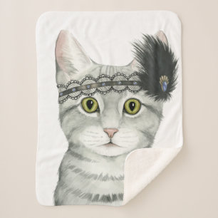 Downton Cat   Bejeweled With Lace Sherpa Blanket