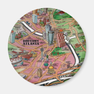 Downtown Atlanta Georgia Cartoon Map Magnet