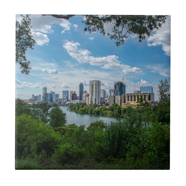 Downtown Austin Skyline from Norwood- Austin Texas Ceramic Tile (Front)