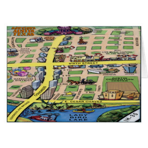 Downtown Austin Texas Cartoon Map