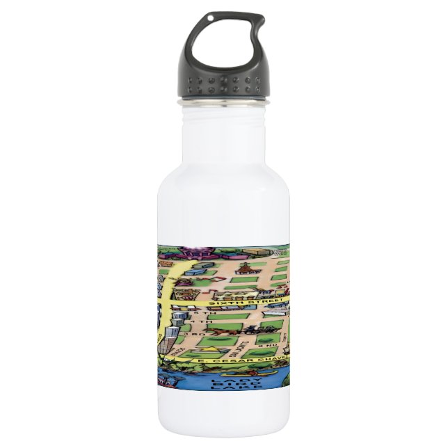 Downtown Austin Texas Cartoon Map 532 Ml Water Bottle (Front)