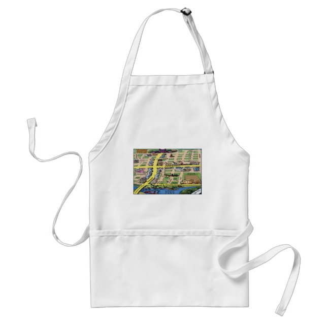 Downtown Austin Texas Cartoon Map Standard Apron (Front)