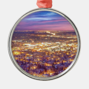 Downtown Boulder Colorado City Lights Sunrise Metal Tree Decoration