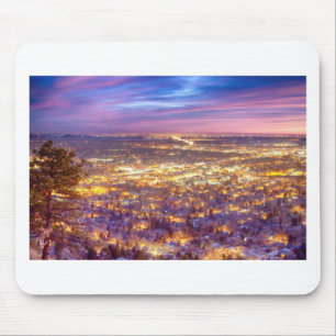 Downtown Boulder Colorado City Lights Sunrise Mouse Pad