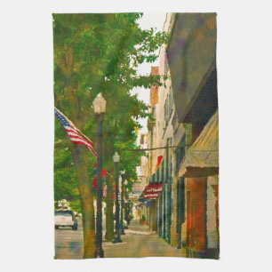 Downtown Bristol on Tennessee Side Tea Towel