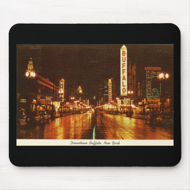 Downtown Buffalo NY at Night Vintage Mouse Pad (Front)
