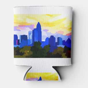 Downtown Charlotte North Carolina Skyline Sunset Can Cooler
