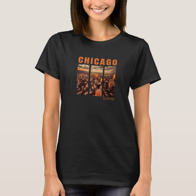 Downtown Chi Town Aerial Windy City Chicago Skylin T-Shirt (Front)