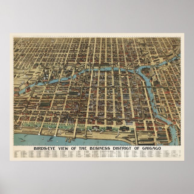 Downtown Chicago, 1898 (Poole Bros) BigMapBlog.com Poster (Front)