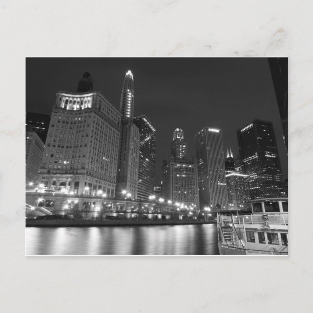 Downtown Chicago Black and White Postcard (Front)