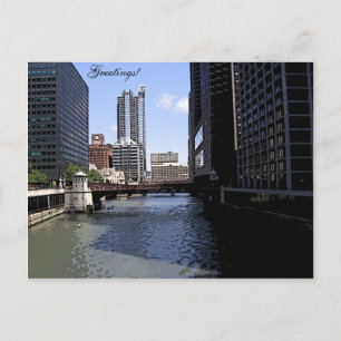 Downtown Chicago by River Postcard
