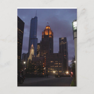 Downtown Chicago, IL at Night Postcard