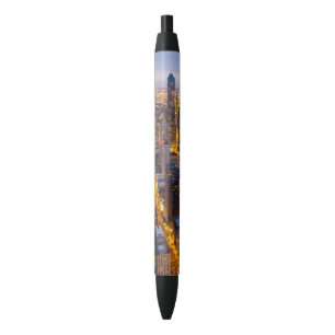 Downtown Chicago skyline at dusk Black Ink Pen