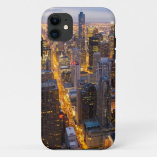 Downtown Chicago skyline at dusk iPhone 11 Case